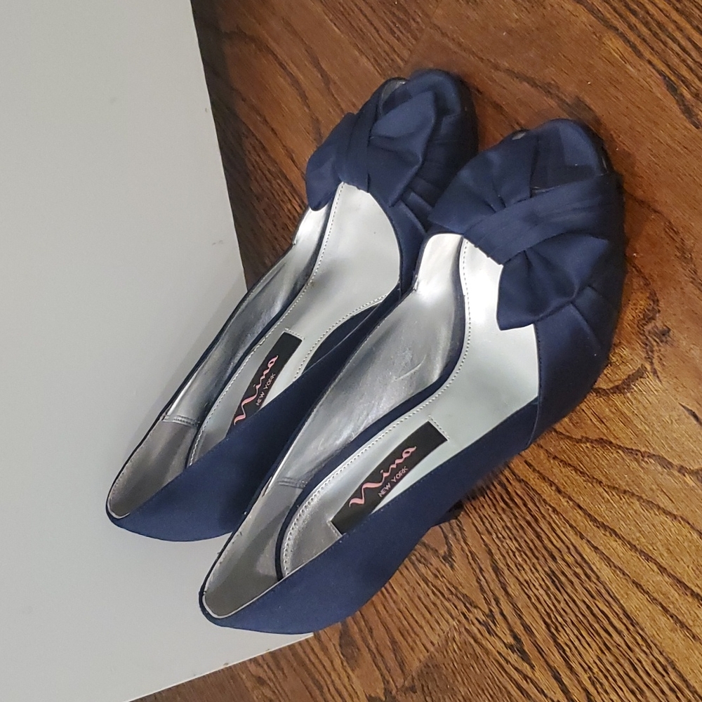 Nina Blue Satin high heels